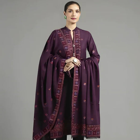 Unstitched 3pc Full Embroidered Karandi Shawl